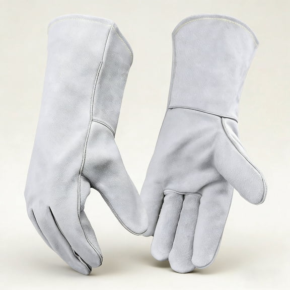 Leather Welding Gloves for Men or Women, Fire and Heat Resistant gloves for Stick,Tig,Mig,Fireplace,BBQ,Oven,Grill,Wood Stove,Animal Handling Gloves,Bite Proof for Cat or Dogs,Welders Gifts