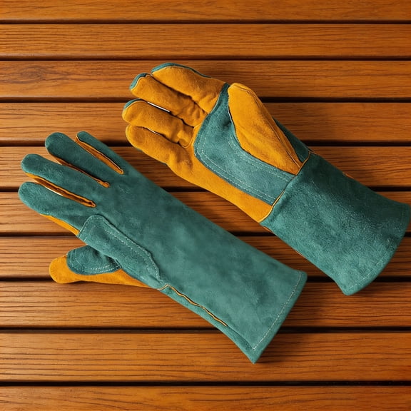 Leather Welding Gloves - Thick Premium Cow Split Leather, Heat Resistant, Welding, Grilling, BBQ & Fireplace