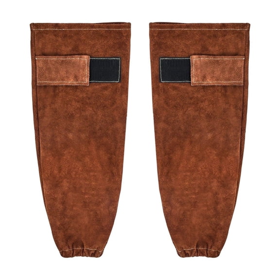 Leather Welding Sleeves, Heavy Duty Cowhide Flame Resistant Work Sleeves for Arm Protection, Heat-Resistant Safety Sleeve for Welding, Blacksmithing, Woodworking, Gardening