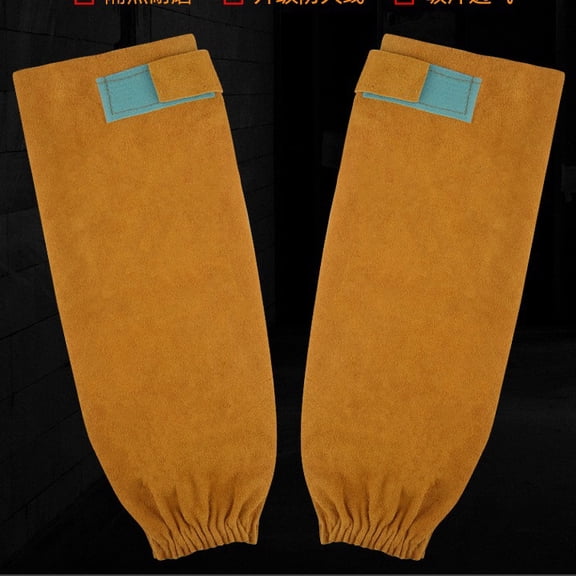 Leather Welding Work Sleeves for Men&Women - Heat&Flame Resistant Arm Protection with Stitching and Cotton Lining
