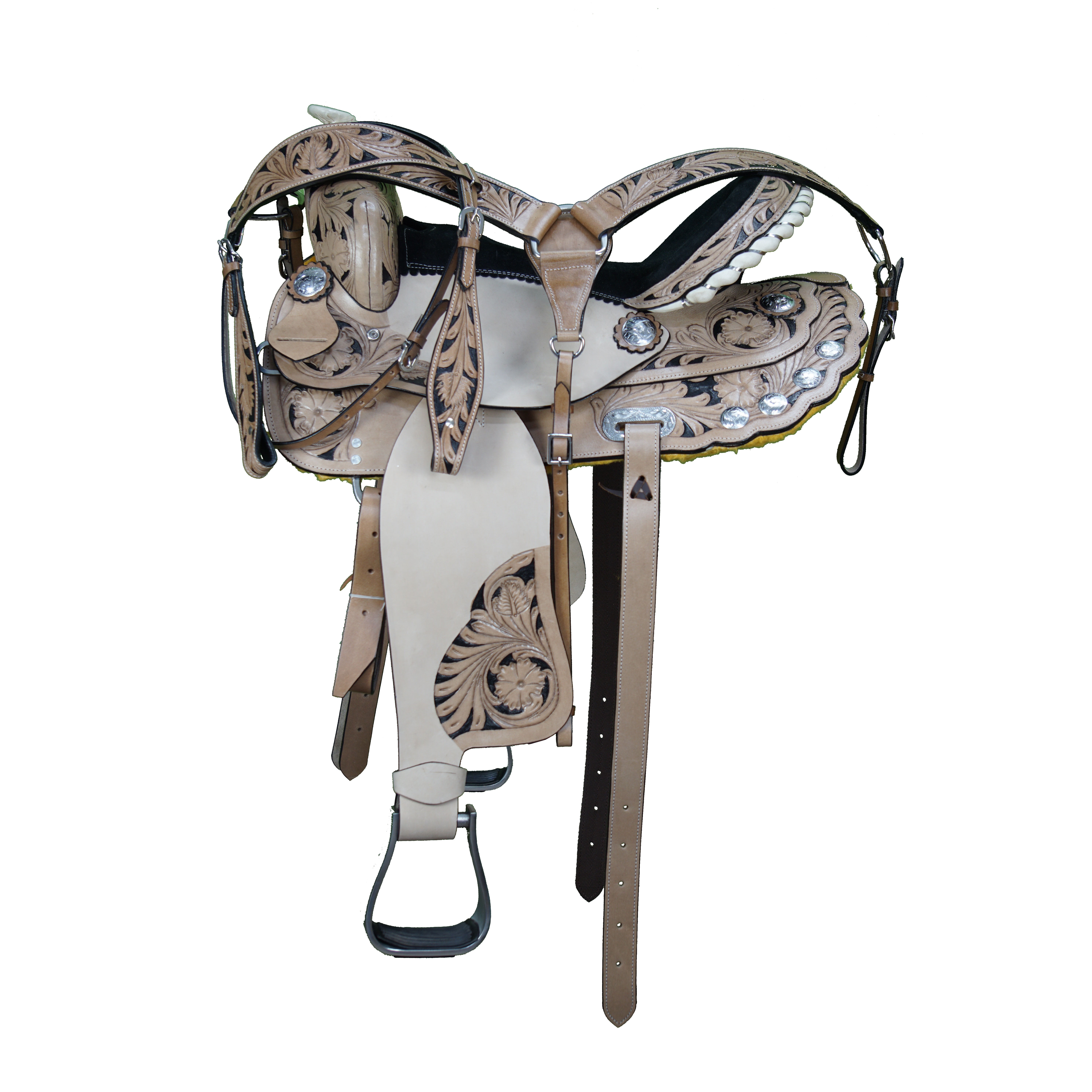 Leather Western Barrel Racing Horse Saddle Tack Size 14" to 18" Inches