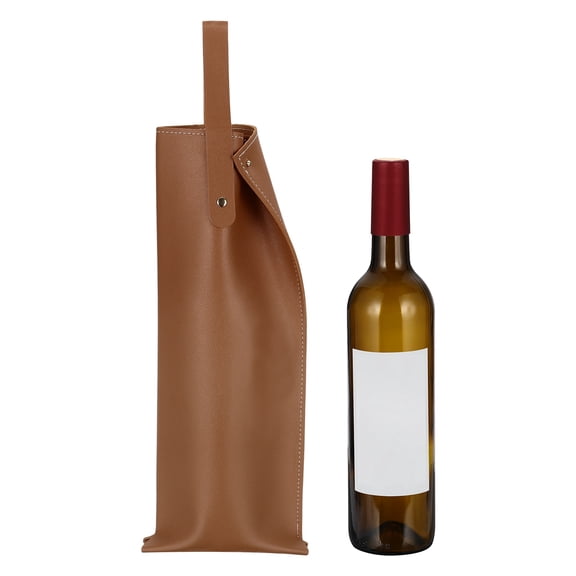 Leather Wine Tote Bag, Wine Gift Bag Double Layered Bottle Carrier(Brown)