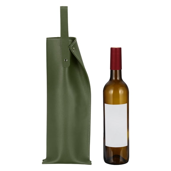 Leather Wine Tote Bag, Wine Gift Bag Double Layered Bottle Carrier(Green)