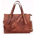 thumbnail image 1 of Leather Woman Laptop Handbag Large Brown Tote Bag, 1 of 5