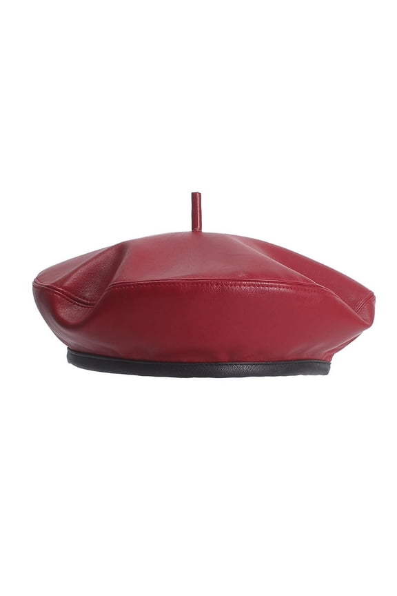 Leather Women French Beret Female Flat Cap Red Ladies Hat Adjustable Vintage Autumn Winter Flat Cap ,Fashion