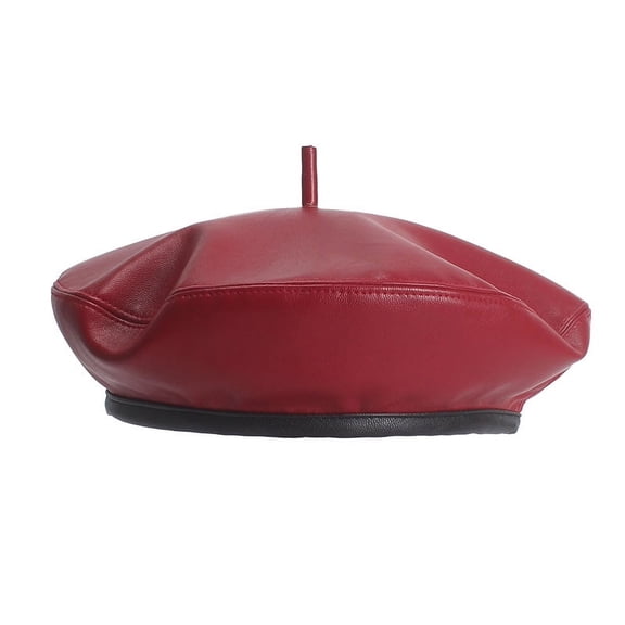 Leather Women French Beret Female Flat Cap Red Ladies Hat Adjustable Vintage Autumn Winter Flat Cap ,Unique Design