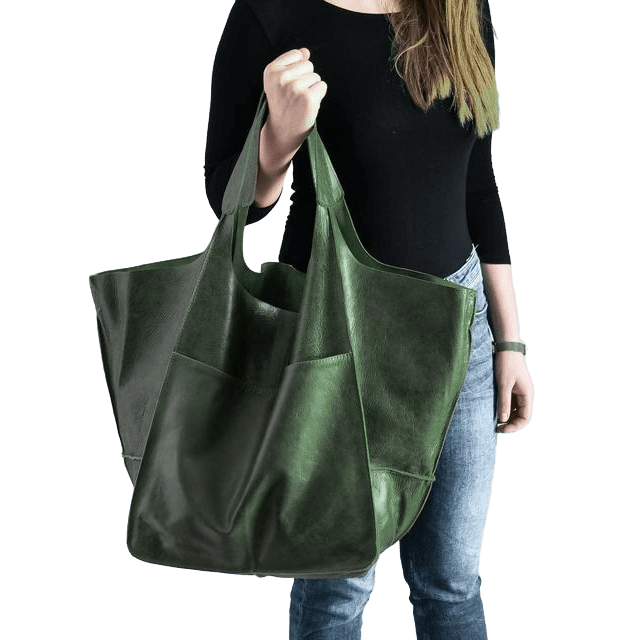 Leather Women Tote Bag, Oversized Shoulder Bag, Travel Bag
