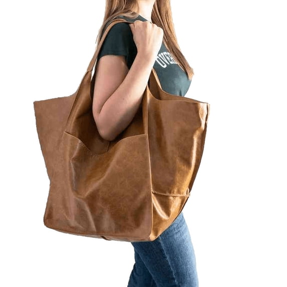 Leather Women Tote Bag, Oversized Shoulder Bag, Travel Bag, Shopping Bag Large Slouchy Bag, Women's Grocery Bag, Wedding Birthday Gift