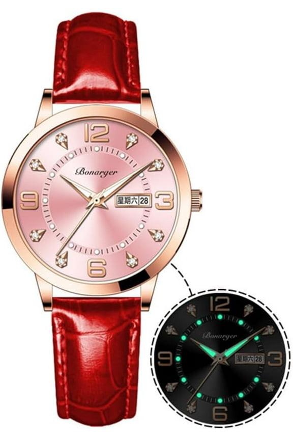 Leather Women Watches Ladies Dress Analog Quartz Date Classic Luminous Leather Strap 3ATM Waterproof Female Wrist Watch