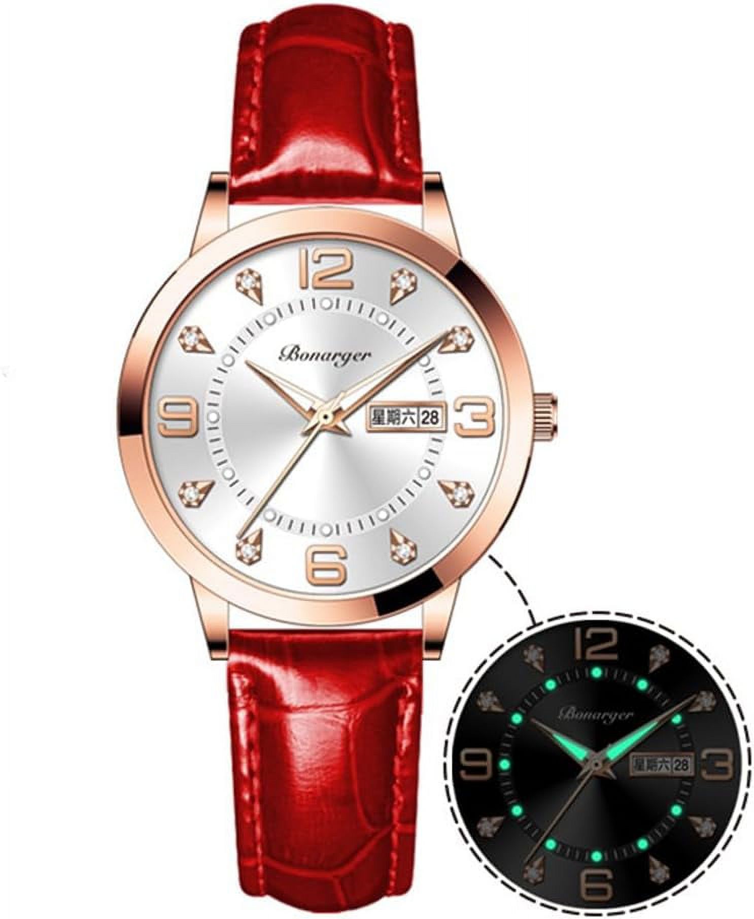 Leather Women Watches Ladies Dress Analog Quartz Date Classic Luminous Leather Strap 3ATM Waterproof Female Wrist Watch