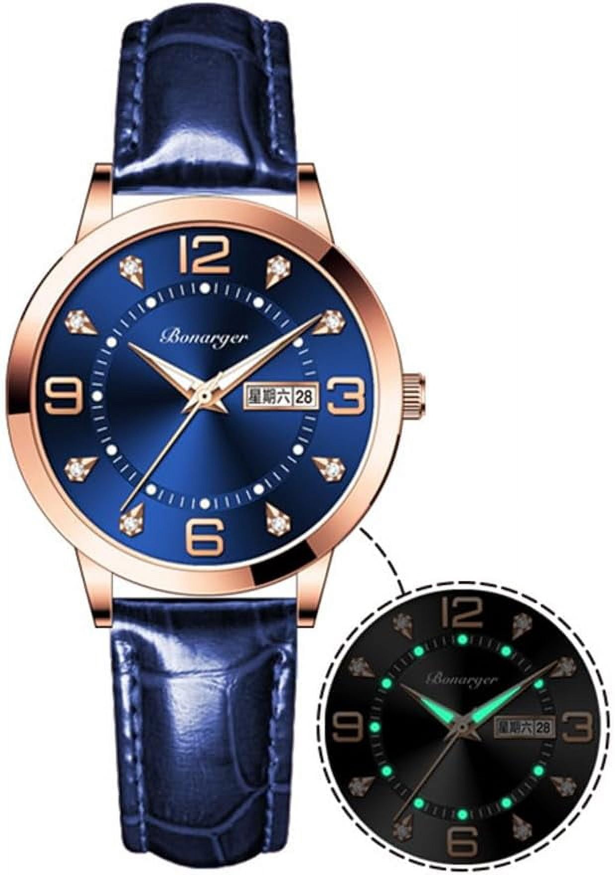 Leather Women Watches Ladies Dress Analog Quartz Date Classic Luminous Leather Strap 3ATM Waterproof Female Wrist Watch