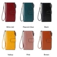 thumbnail image 1 of Leather Women's Wallets,Multi-Function Slim Bifold Zipper Clutch Purse,Large Capacity Card Holder with RFID/Yellow, 1 of 7
