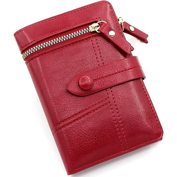 MINKUROW Leather Women's Wallets With RFID Blocking,Fresh Short Zipper Wallet Fashion Ladies Large Capacity Multi-Card Wallet