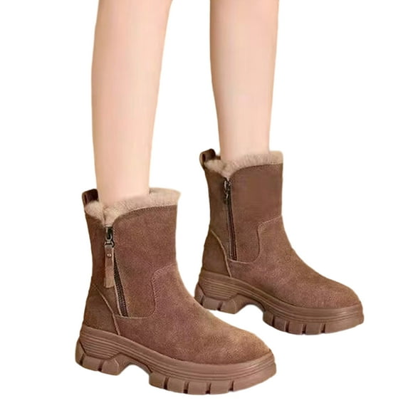 Leather Womens Boots â Lightweight & Cozy Ankle Boots with Memory Foam â Non Boots for Women, Suitble for Winter and Everyday Wear(Color:Brown,Size:6)