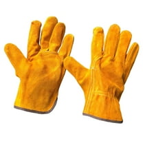 Leather Work Gloves, Flexible Grip Gardening Construction Gloves, Heavy Duty Cowhide Thorn Proof Cut Resistant for Men Women, 1 Pair, 4.7x9.84"