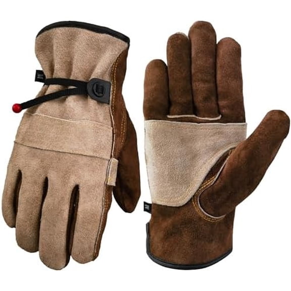 Leather Work Gloves for Men or Women. Large Glove for Gardening, Tig/Mig Welding, Construction, Chainsaw, Farm, Ranch, etc. Cowhide, Cotton Lined, Utility, Firm Grip, Durable. Coffee-grey L