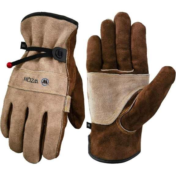 Leather Work Gloves for Men or Women. Large Glove for Gardening, Tig/Mig Welding, Construction, Chainsaw, Farm, Ranch, etc. Cowhide, Cotton Lined, Utility, Firm Grip, Durable. Coffee-grey L
