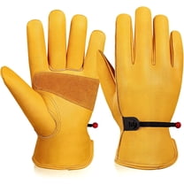 Leather Work Gloves for Men: Large 1 Pair Cowhide Working Gloves for Driving Heavy Duty Mechanic Ranch - Women Gardening Glove