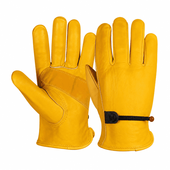 Leather Work Gloves for Men: Large 1 Pair Cowhide Working Gloves for Driving Heavy Duty Mechanic Ranch - Women Gardening Glove