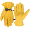 thumbnail image 1 of Leather Work Gloves for Men Women, Yellow Mens Leather Working Gloves,Gardening Gloves,Cowhide Work Gloves for Construction, Chainsaw, Farm, Ranch., 1 of 5