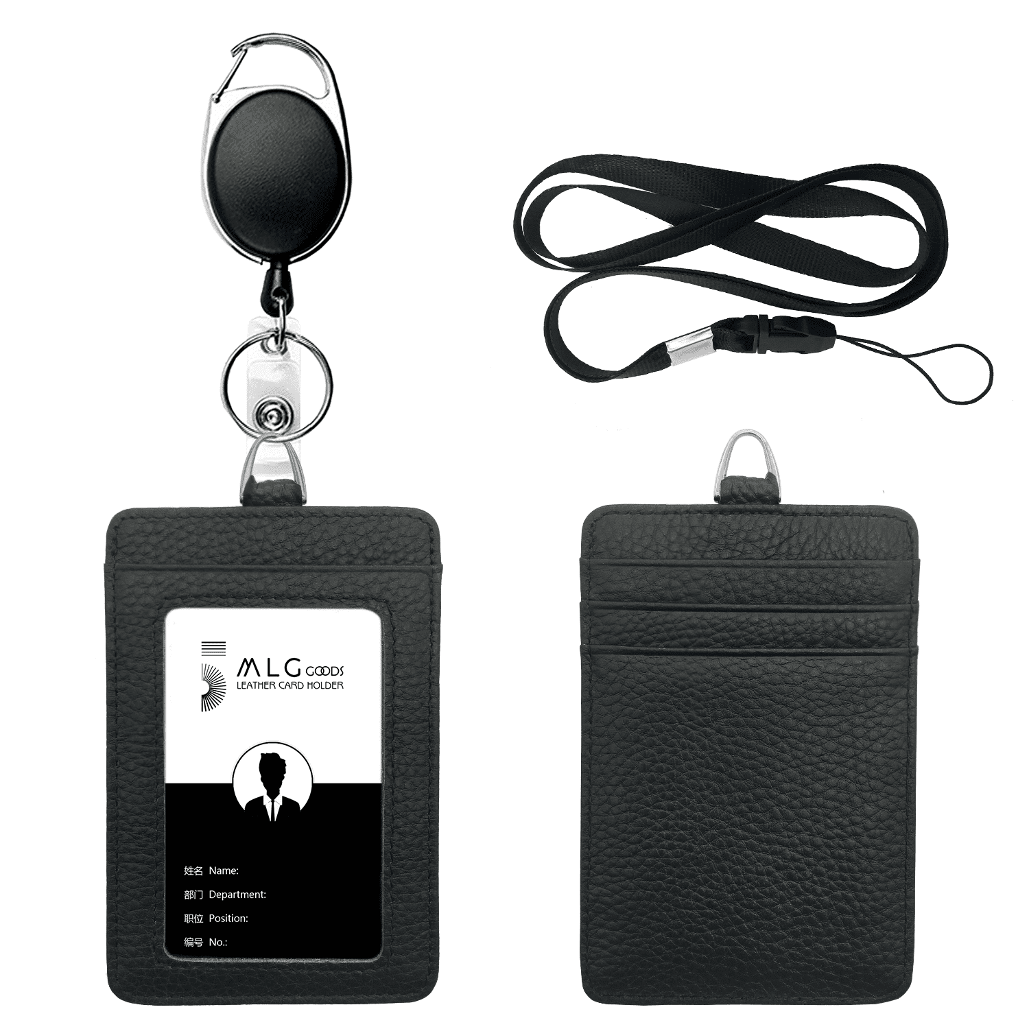 Leather Work Id Badge Holder for Men and Women, 5MLGgoods Cowhide