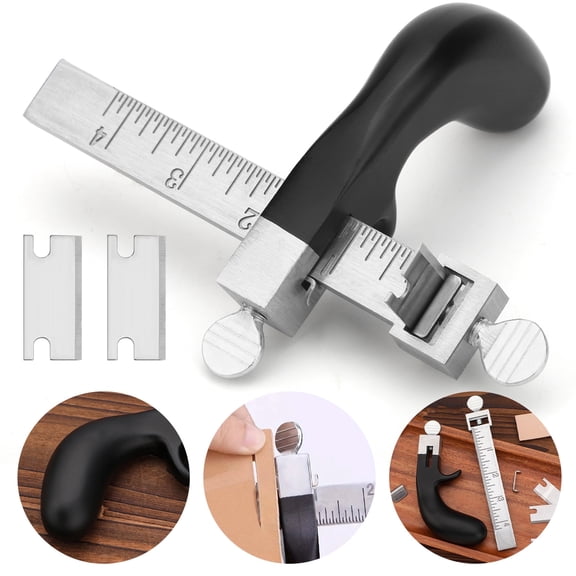 TSV Adjustable Leather Strap Cutting Tool, Leather Working Edge Cutter Tool with 3 Blades for DIY Craft Projects