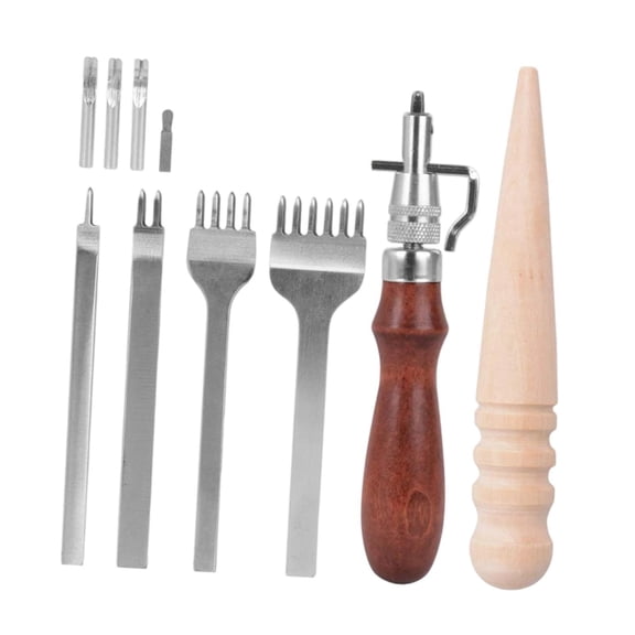 Leather Working Set Grooving Trimming Edger Ergonomic Wooden Handles for Wallets Belts Shoes Repair
