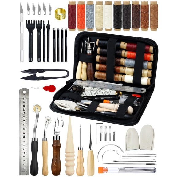 Leather Working Starter Kit Beginner Craft Supplies with Storage Bag