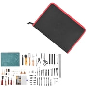 Leather Working Tools Kit, 61 PCS Leather Craft Tools with Portable Canvas Storage Bag, Engraving Punching Sewing Stamping Sanding Tools, Ideal for Beginners DIY Enthusiasts and Professionals