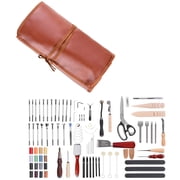 Leather Working Tools Kit, 92 PCS Leather Craft Tools with Portable Leather Storage Bag, Engraving Punching Sewing Stamping Sanding Tools, Ideal for Beginners DIY Enthusiasts and Professionals