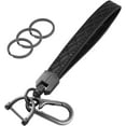 thumbnail image 1 of Leather Wristlet Keychain, Car Key Chain Wrist Keychain with 3 Key Ring and Anti-Lost D Ring, 1 of 6