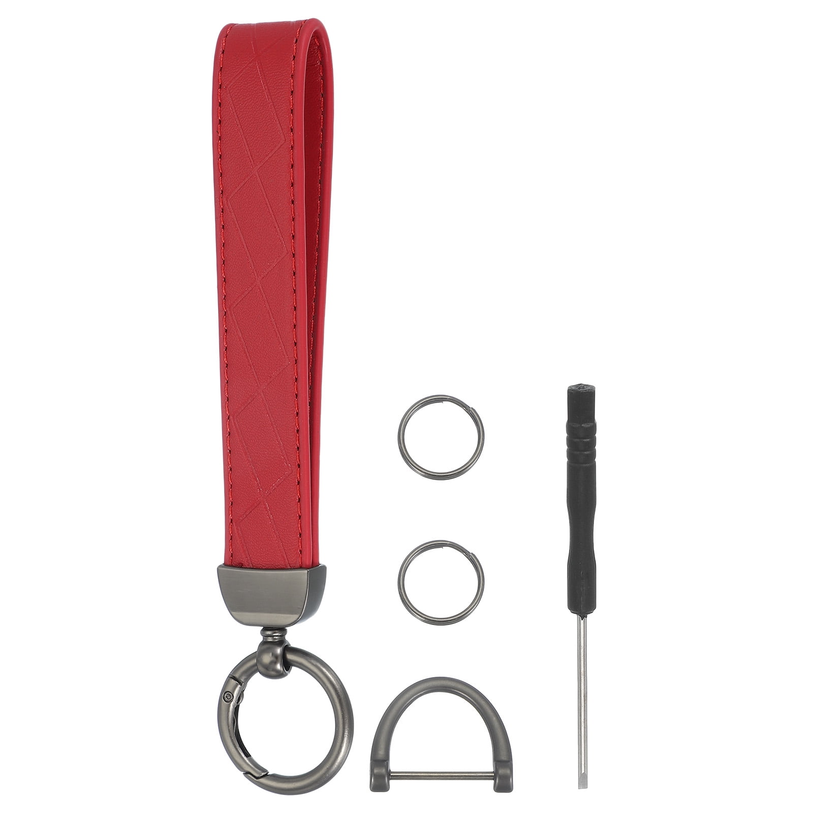 Leather Wristlet Keychain Car Key Chain Holder Black/Red - Walmart.com