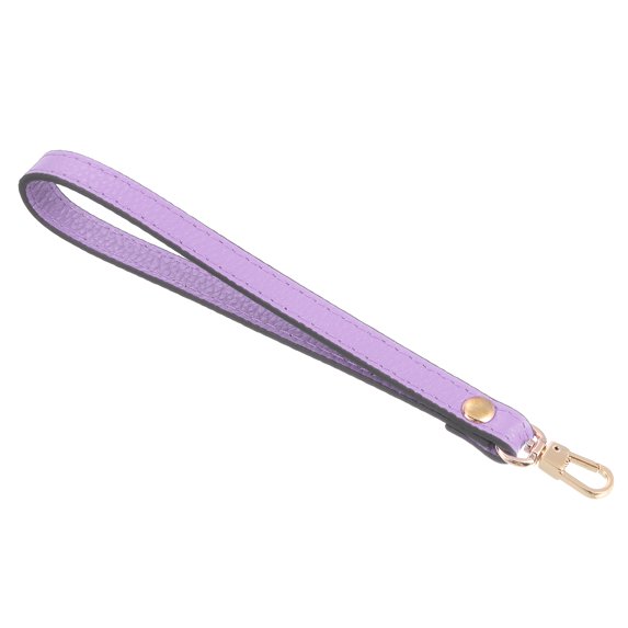 Leather Wristlet Strap, 7.48" Hand Wrist Lanyard Bag Key Chain (Light Purple Gold)