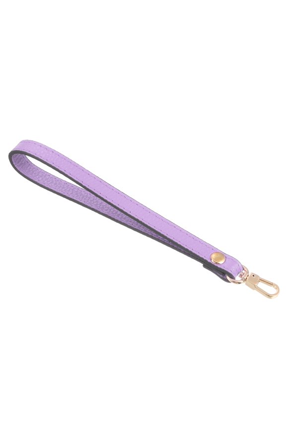 Leather Wristlet Strap, 7.48" Hand Wrist Lanyard Bag Key Chain (Light Purple Gold)