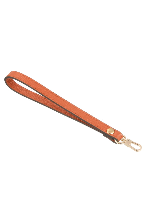 Leather Wristlet Strap, 7.48" Hand Wrist Lanyard Bag Key Chain (Orange Gold)