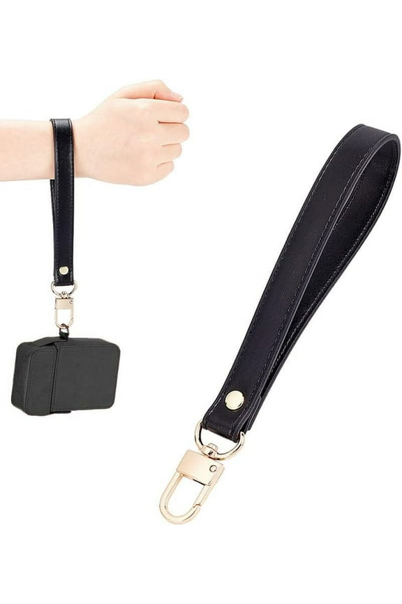 Leather Wristlet Strap 8.2 Inch PU Leather Keychain Holder Cellphone Purse Hand Wrist Strap Key Wallet Wrist Lanyard Replacement Clutch Bag Wristlet for Men Women Black Black
