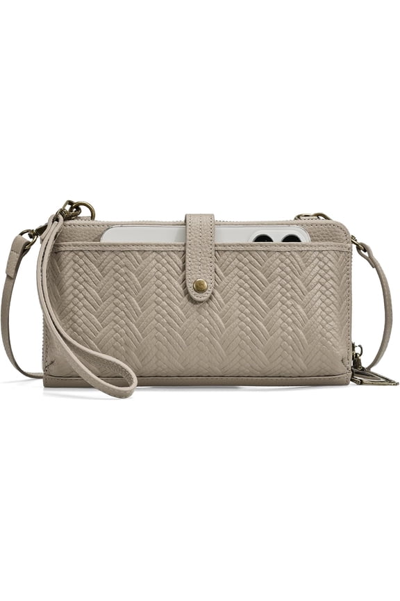 Leather Wristlet Wallet for Women Cell Phone Purse with Built in Wallet Leather Crossdody Bag Clutch Purse