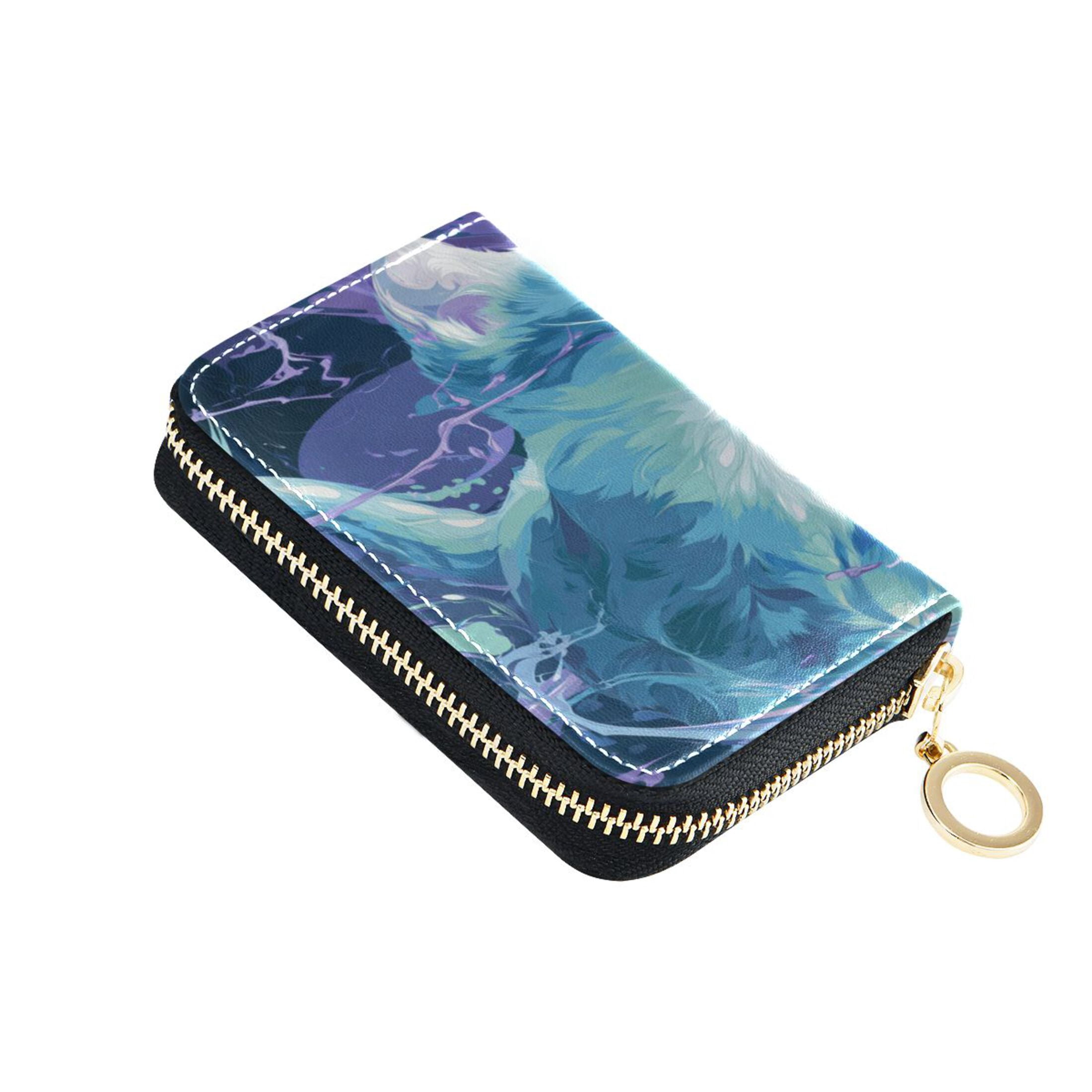 Leather Zipper Card Bag 4.7x3.1x0.8Inch Women's Card Bag Coin Purse ...