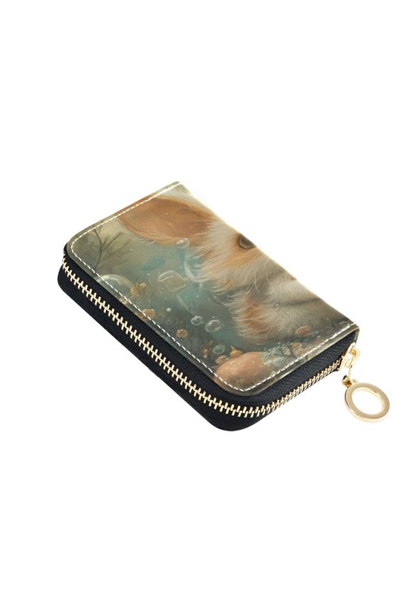 Leather Zipper Card Bag 4.7x3.1x0.8Inch Women's Card Bag Coin Purse Credit Card Bag Bank Card Bag Business Card Bag Coin Bag Cute Bubble Rabbit