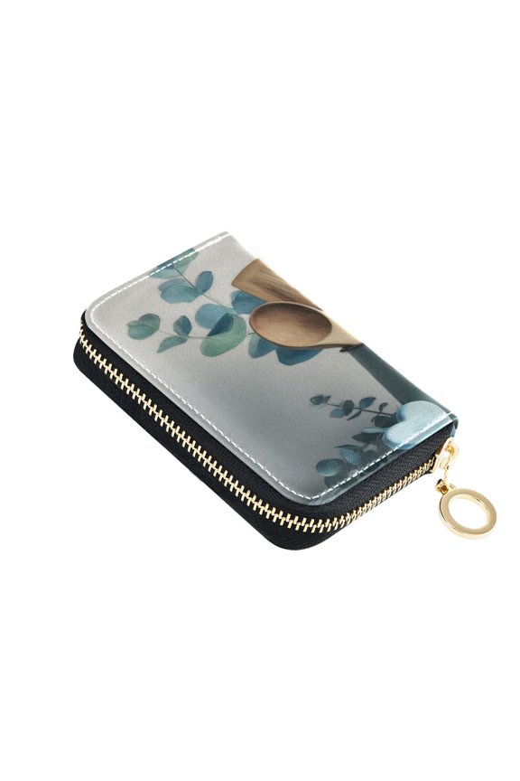 Leather Zipper Card Bag 4.7x3.1x0.8Inch Women's Card Bag Coin Purse Credit Card Bag Bank Card Bag Business Card Bag Coin Bag Cute Kitchenware Pattern