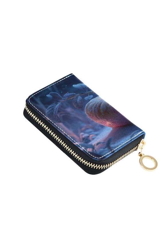 Leather Zipper Card Bag 4.7x3.1x0.8Inch Women's Card Bag Coin Purse Credit Card Bag Bank Card Bag Business Card Bag Coin Bag Frozen Apple