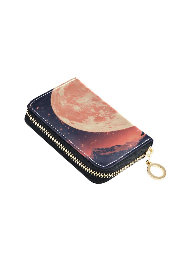 Leather Zipper Card Bag 4.7x3.1x0.8Inch Women's Card Bag Coin Purse Credit Card Bag Bank Card Bag Business Card Bag Coin Bag Lone Wolf