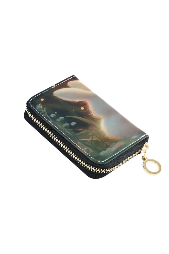 Leather Zipper Card Bag 4.7x3.1x0.8Inch Women's Card Bag Coin Purse Credit Card Bag Bank Card Bag Business Card Bag Coin Bag Rabbit Bubble