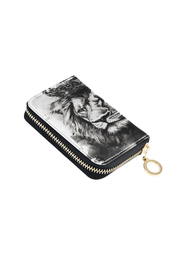 Leather Zipper Card Bag 4.7x3.1x0.8Inch Women's Card Bag Coin Purse Credit Card Bag Bank Card Bag Business Card Bag Coin Bag The Lion King