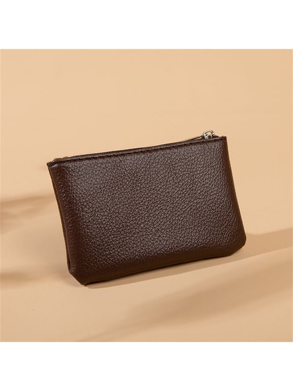 Leather Zipper Coin Purse, Portable PU Leather Coin Purse, Mini Coin Pocket Pouch Change Holder, Coin Pouch with Zipper for Men Women Headset Credit Card ID Key Lipstick