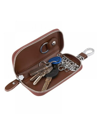 Yesbay Genuine Leather Key Holder Wallet Men Keys Organizer Women Zipper Key  Chain Case Wine Red 