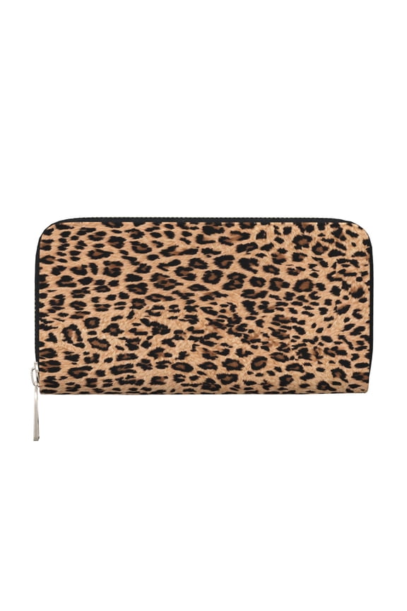 Leather Zipper Pocket Hand Wallet For Women And Men Travel Leather Purse Large Capacity Credit Card Holder Animal Leopard Pattern (2)