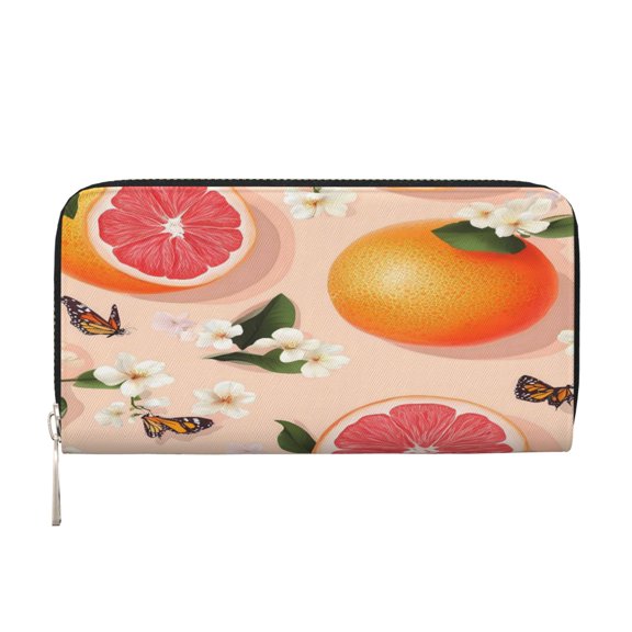 Leather Zipper Pocket Hand Wallet For Women And Men Travel Leather Purse Large Capacity Credit Card Holder Lime