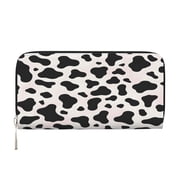 Leather Zipper Pocket Hand Wallet For Women And Men Travel Leather Purse Large Capacity Credit Card Holder Simple Cow-Print Pattern1_4