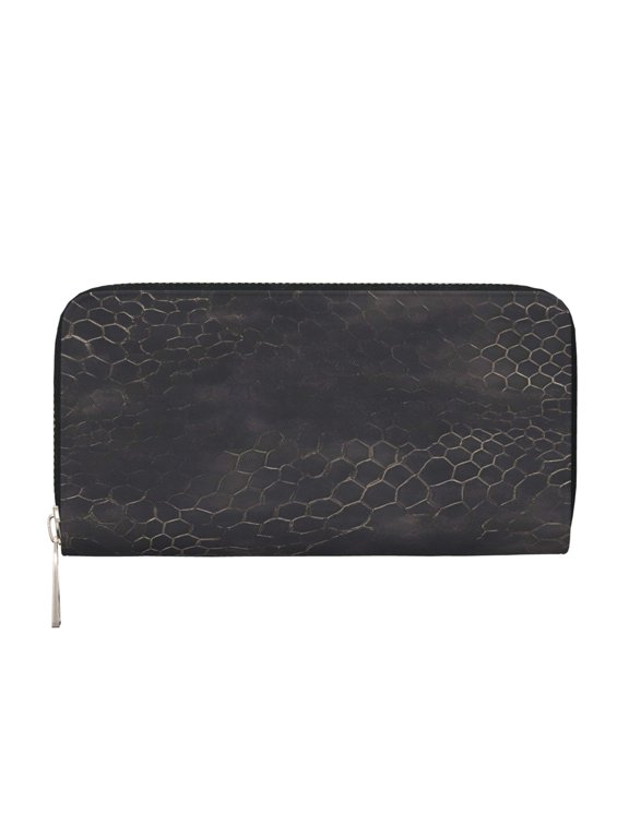 Leather Zipper Pocket Hand Wallet For Women And Men Travel Leather Purse Large Capacity Credit Card Holder Snake Skin Print Style Darkgray_2